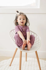 Little Joy Co. Bamboo Henley Romper For Babies Short Sleeve Snaps - Everetts Place Boutique - 