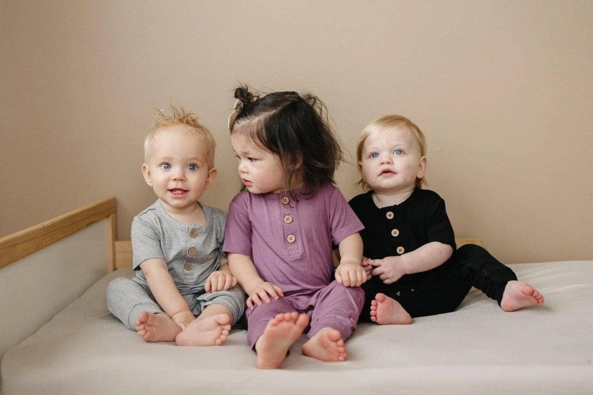 Little Joy Co. Bamboo Henley Romper For Babies Short Sleeve Snaps - Everetts Place Boutique - 
