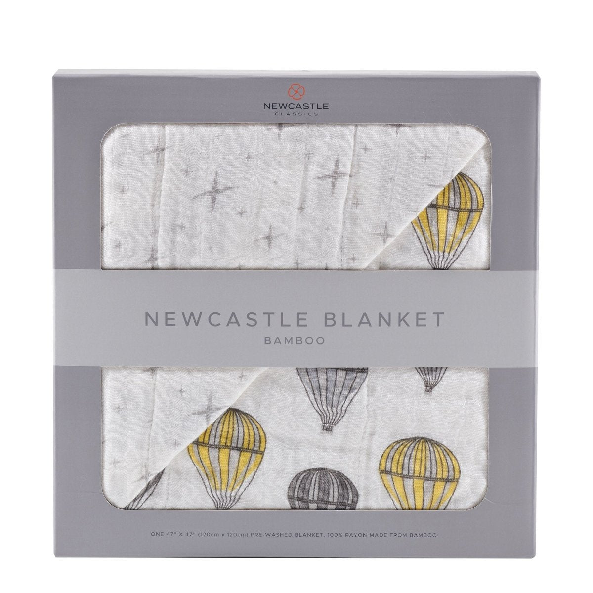 Newcastle Classics Bamboo Muslin Blanket with Hot Air Balloon Design for Newborns and Infants - 