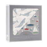 Newcastle Classics Bamboo Muslin Blanket with Whale and Sailboat Design for Kids - 