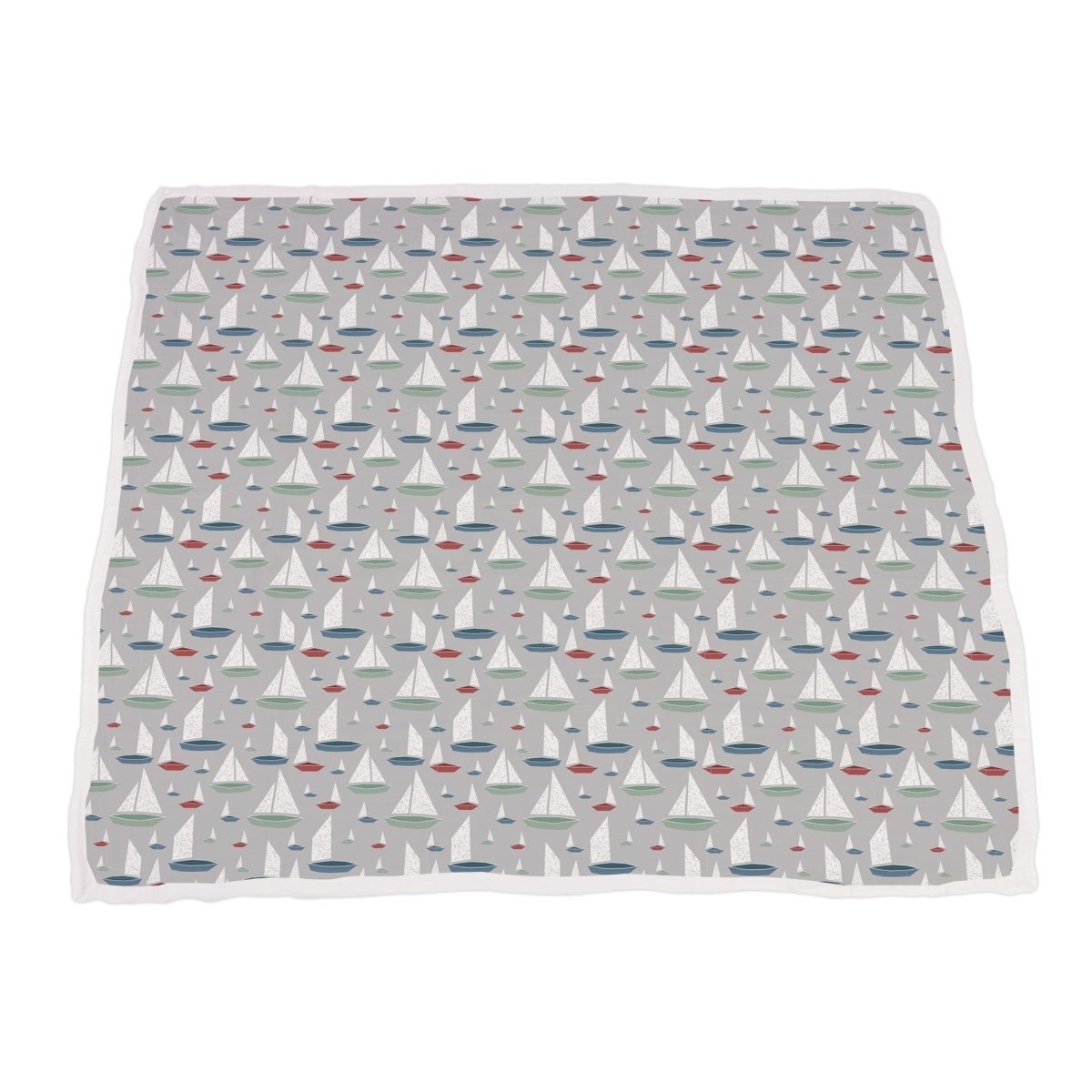 Newcastle Classics Bamboo Muslin Blanket with Whale and Sailboat Design for Kids - 