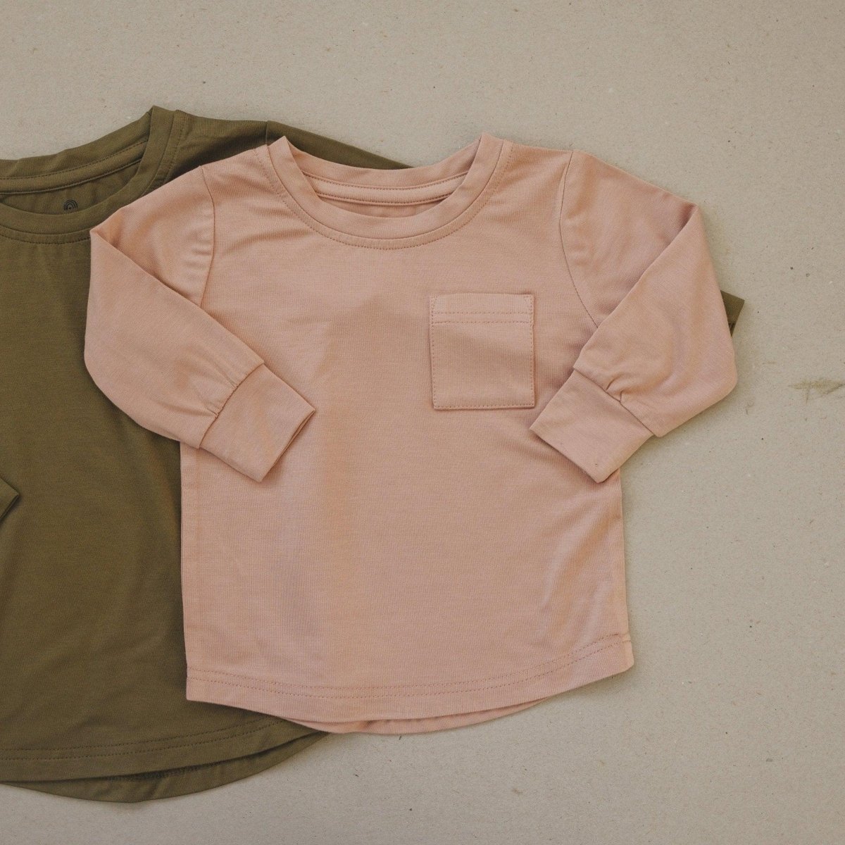 Little Joy Co. Bamboo Pocket Tee Long Sleeve Baby And Toddler Six Colors - Everetts Place Boutique - 
