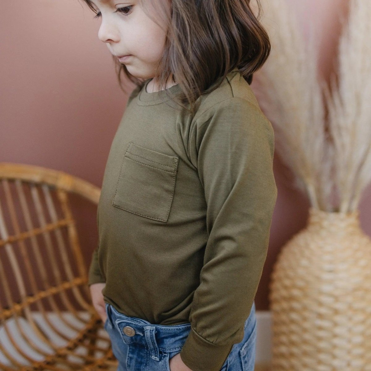Little Joy Co. Bamboo Pocket Tee Long Sleeve Baby And Toddler Six Colors - Everetts Place Boutique - 