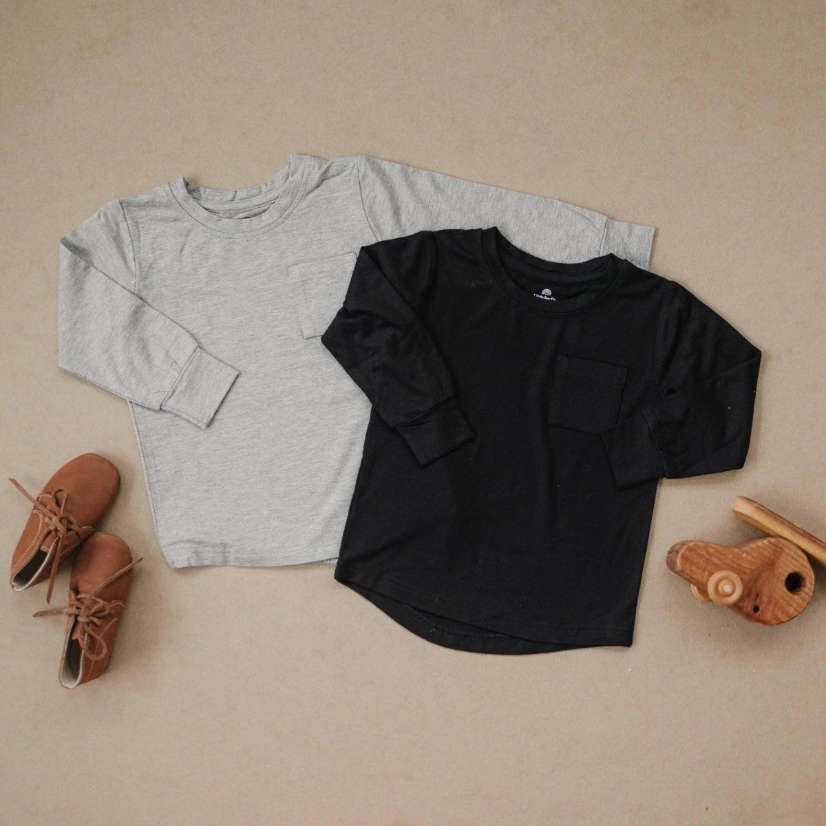 Little Joy Co. Bamboo Pocket Tee Long Sleeve Baby And Toddler Six Colors - Everetts Place Boutique - 