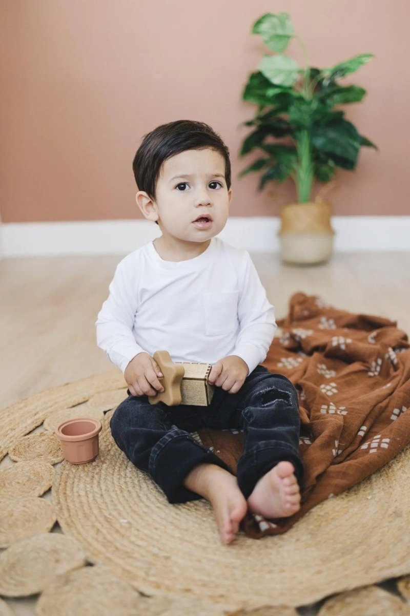 Little Joy Co. Bamboo Pocket Tee Long Sleeve Baby And Toddler Six Colors - Everetts Place Boutique - 