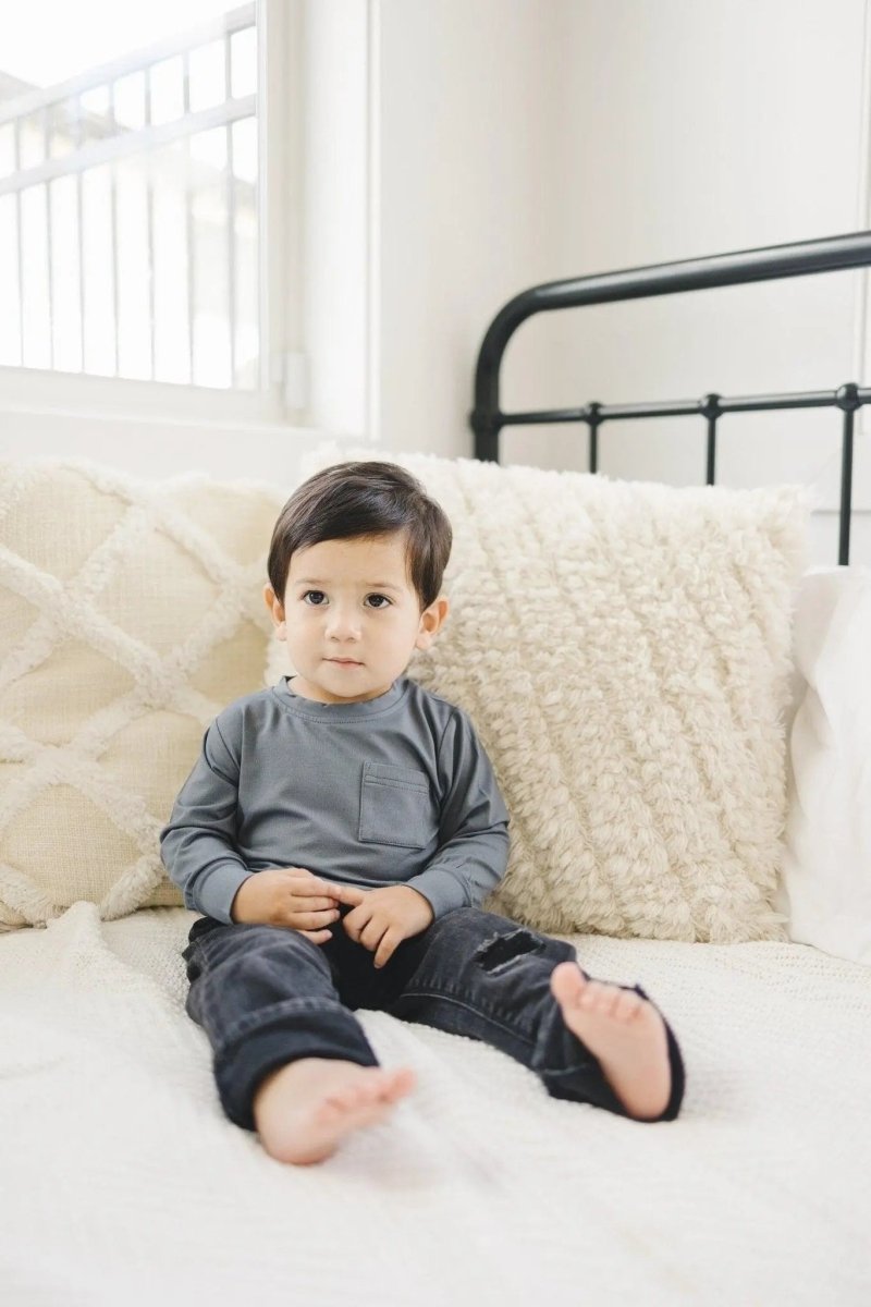 Little Joy Co. Bamboo Pocket Tee Long Sleeve Baby And Toddler Six Colors - Everetts Place Boutique - 