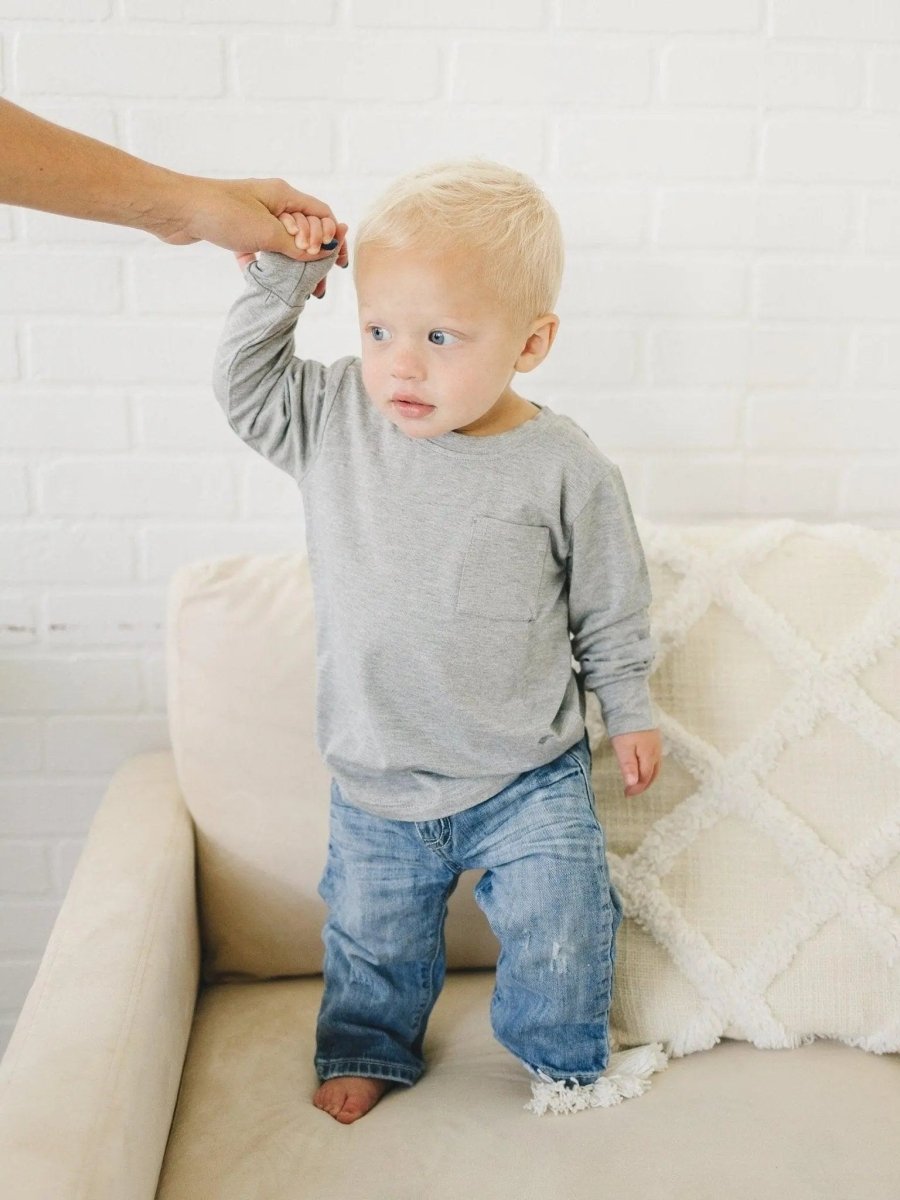 Little Joy Co. Bamboo Pocket Tee Long Sleeve Baby And Toddler Six Colors - Everetts Place Boutique - 