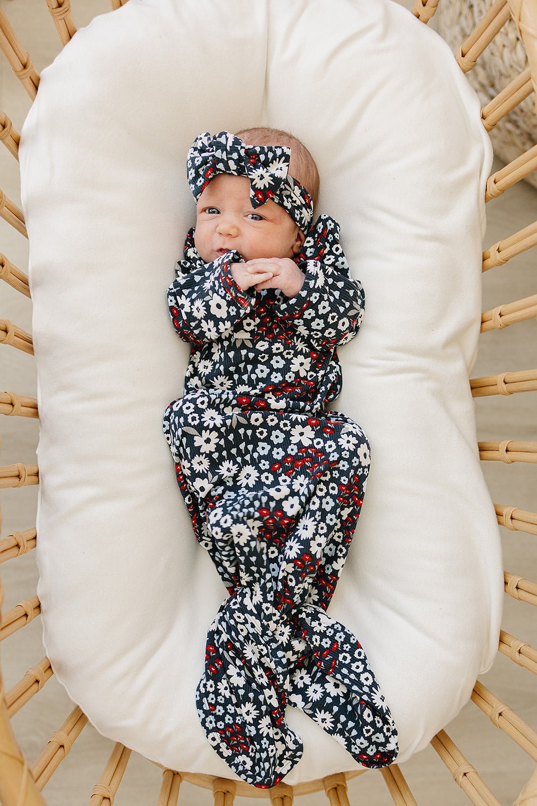 Mebie Baby Bamboo Rayon Americana Floral Knot Gown For Baby Size 0 To 3 - 
