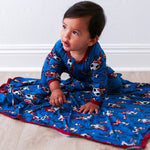 Bestaroo Bamboo Soccer Ball Print Baby Footie With Foot Grips And Mittens - 