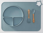 Eizzy Baby Bamboo Spoon and Fork Set (Muted Blue) - 