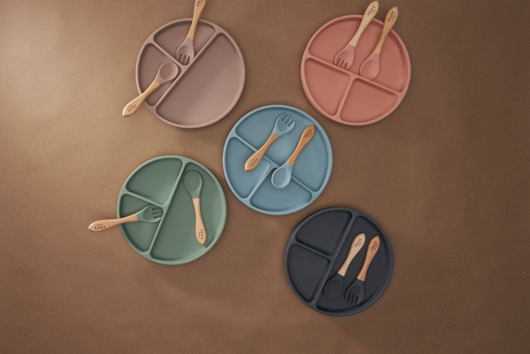 Eizzy Baby Bamboo Spoon and Fork Set (Muted Blue) - 