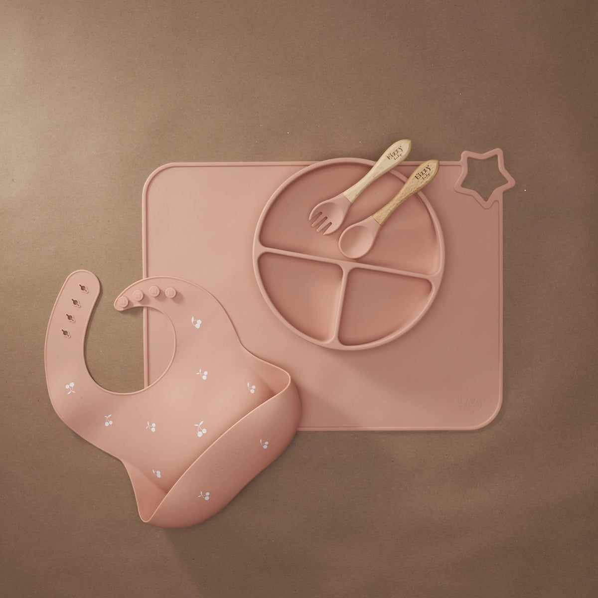 Eizzy Baby Bamboo Spoon and Fork Set (Muted Pink) - 
