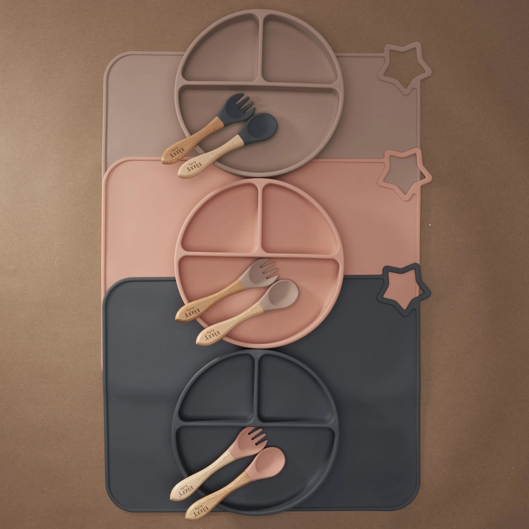 Eizzy Baby Bamboo Spoon and Fork Set (Muted Pink) - 