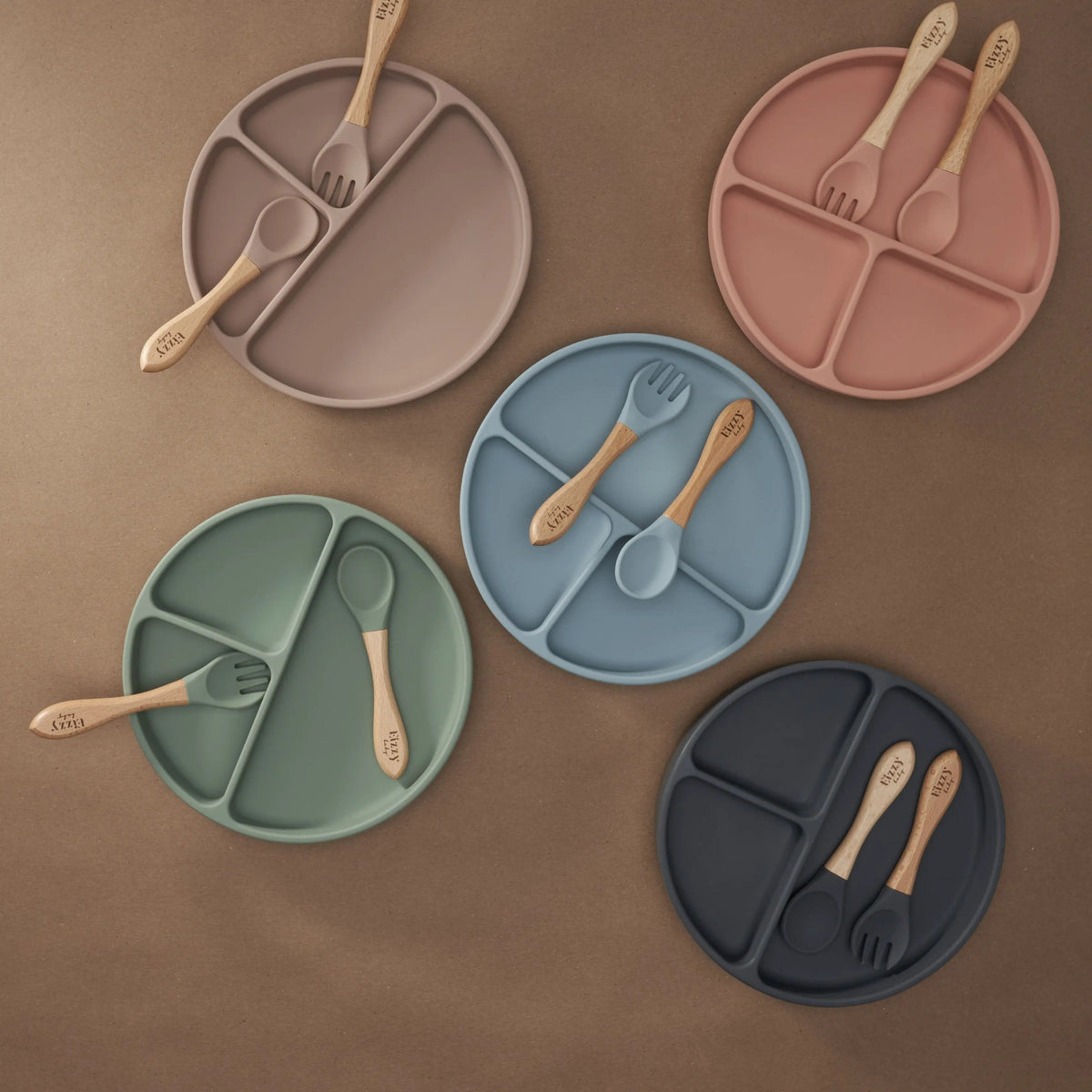 Eizzy Baby Bamboo Spoon and Fork Set (Sage) - 