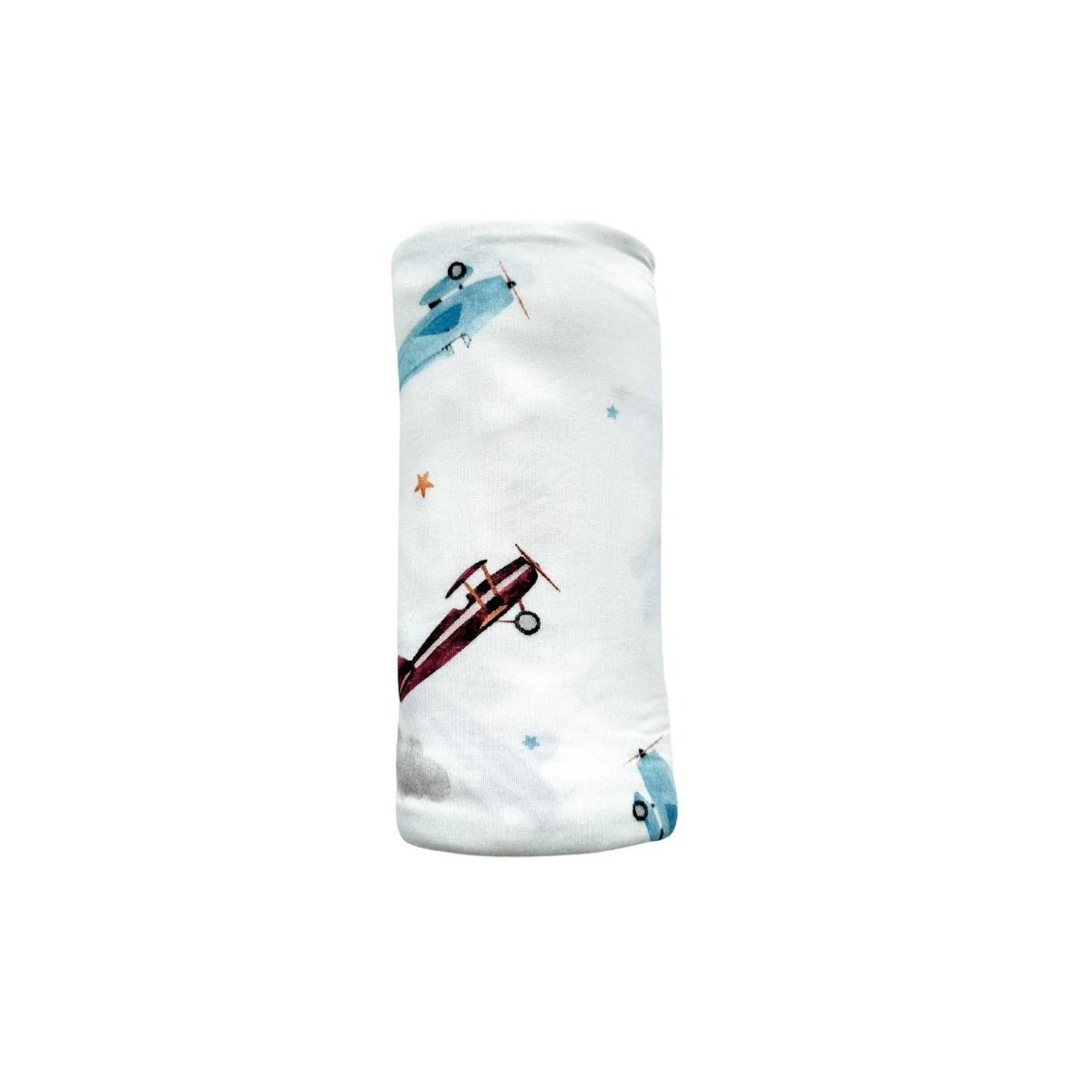 Harp Angel Boutique Bamboo Stretch Swaddle with Vintage Airplane Design for Cozy Babies - 