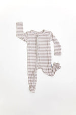 Charlie Lou Baby Bamboo Striped Footie Romper With Double Zipper For Babies - Everetts Place Boutique - 
