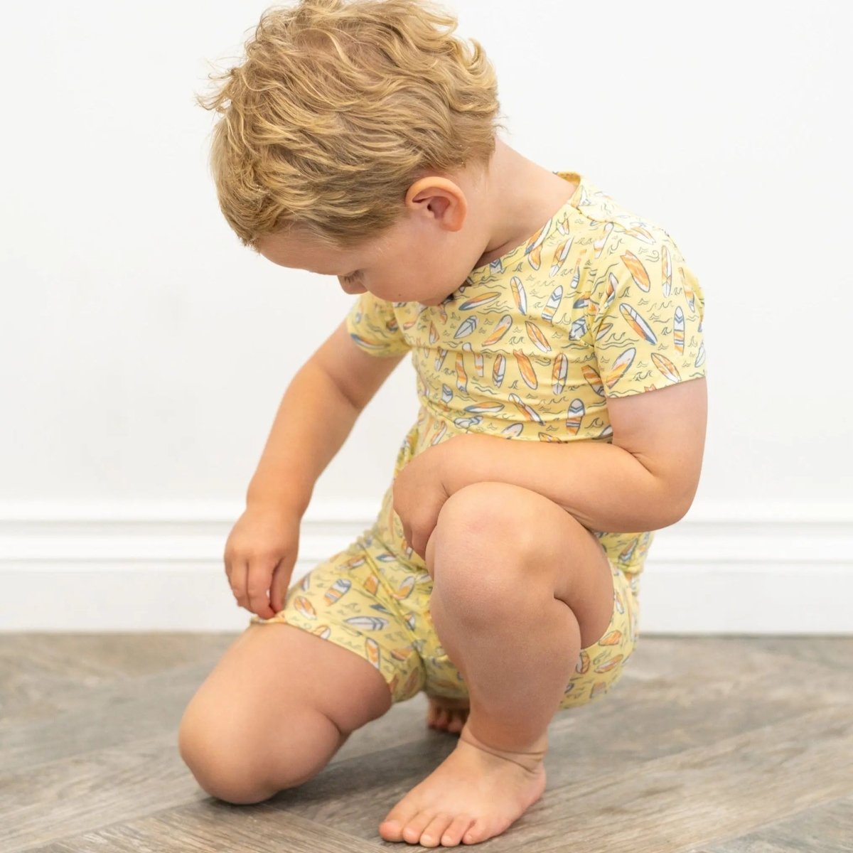 Sweet Bamboo Bamboo Surfboard Waves Pajama Set for Summer Comfort for Kids - 