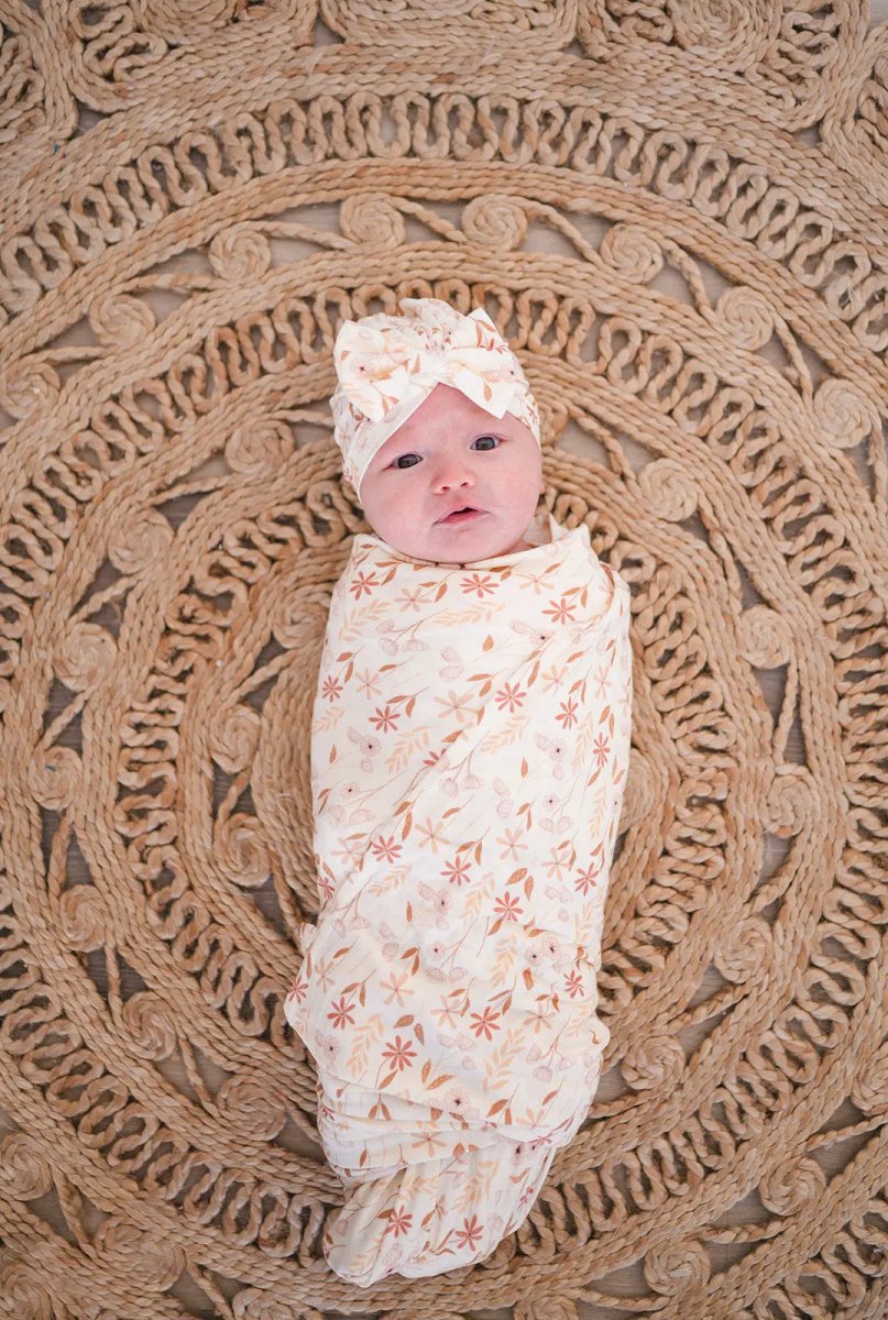 Harp Angel Boutique Bamboo Swaddle Blanket with Soft Stretch Fabric for Newborn Comfort - 