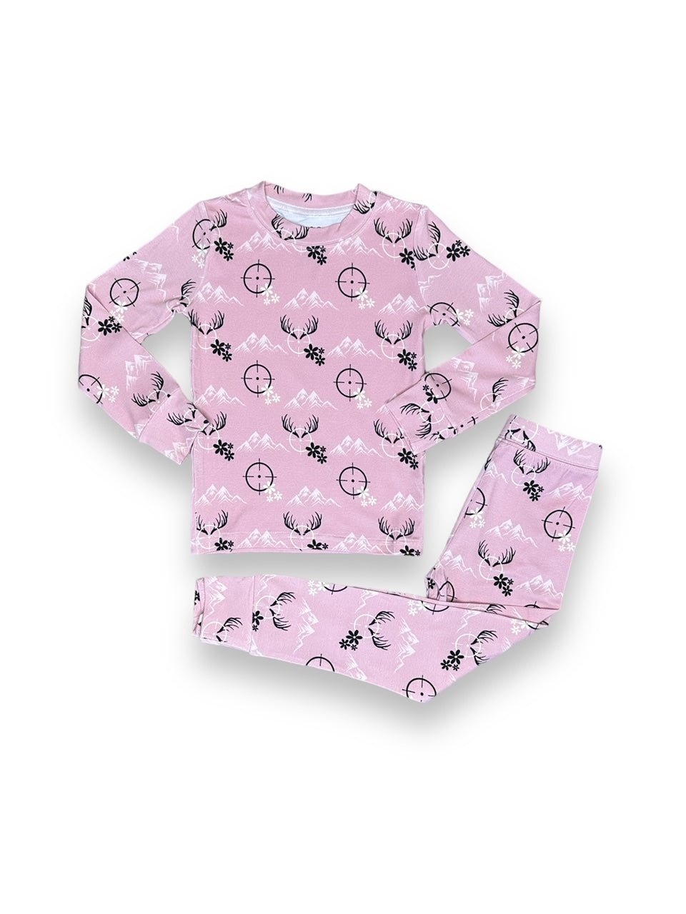 Miller & Co. Bamboo Two Piece Pajama Set Pink Hunter Soft Sleepwear - 