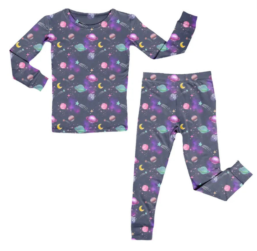 Miller & Co. Bamboo Two Piece Pajama Set, Planets - 