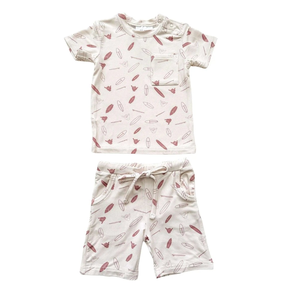 Two-Piece Short Set - Surf - White, Baby & Toddler Clothing, Nightwear, Pocket, Boardshorts | Everetts Place