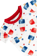 Hugga Babies Bamboo Two Piece Toddler Pajama Set Red White And Snooze Short Sleeve - 