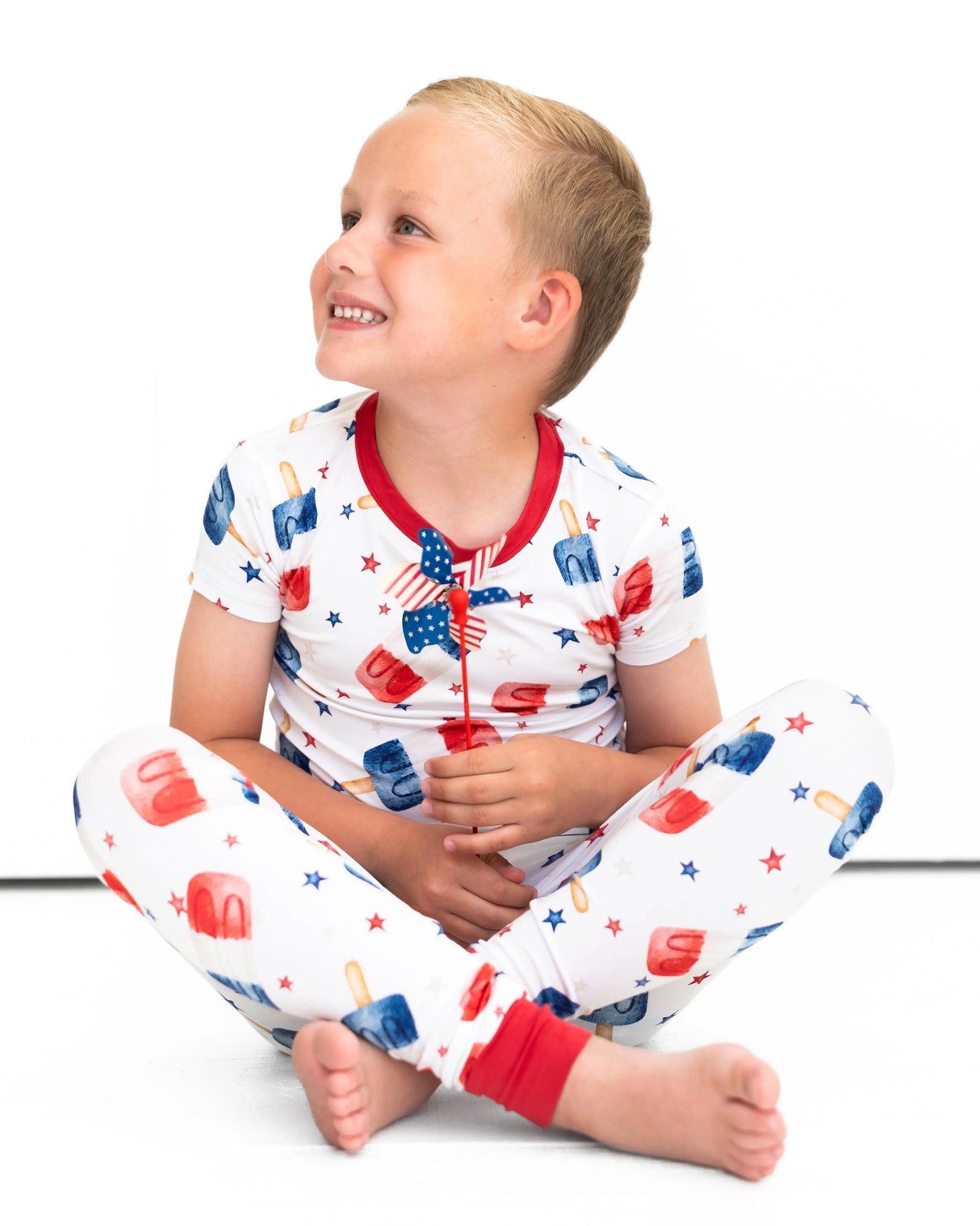 Hugga Babies Bamboo Two Piece Toddler Pajama Set Red White And Snooze Short Sleeve - 