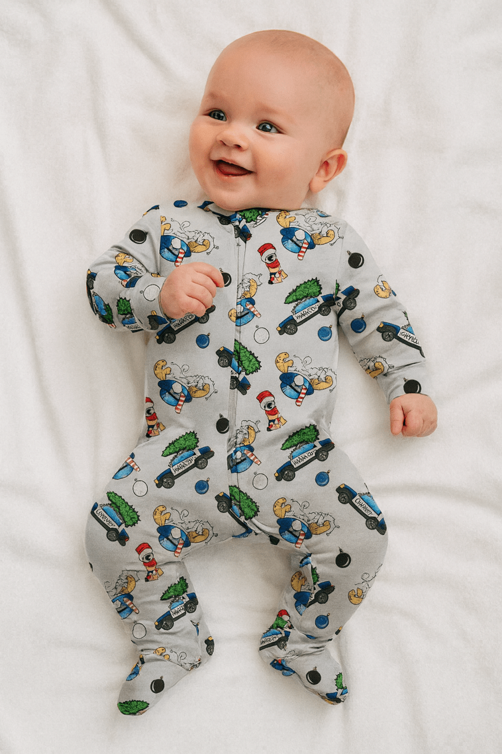 Miller & Co. Bamboo Zipper Footie, Christmas Police - 