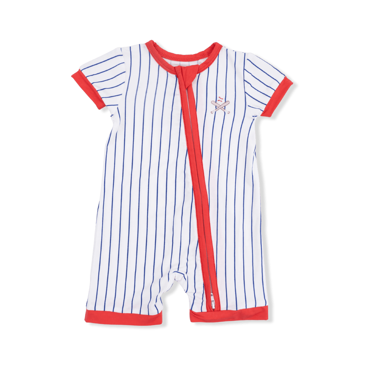Angel Dear Baseball Stripe - Shortie 2 Way Zipper Romper - 