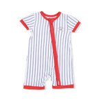 Angel Dear Baseball Stripe - Shortie 2 Way Zipper Romper - 