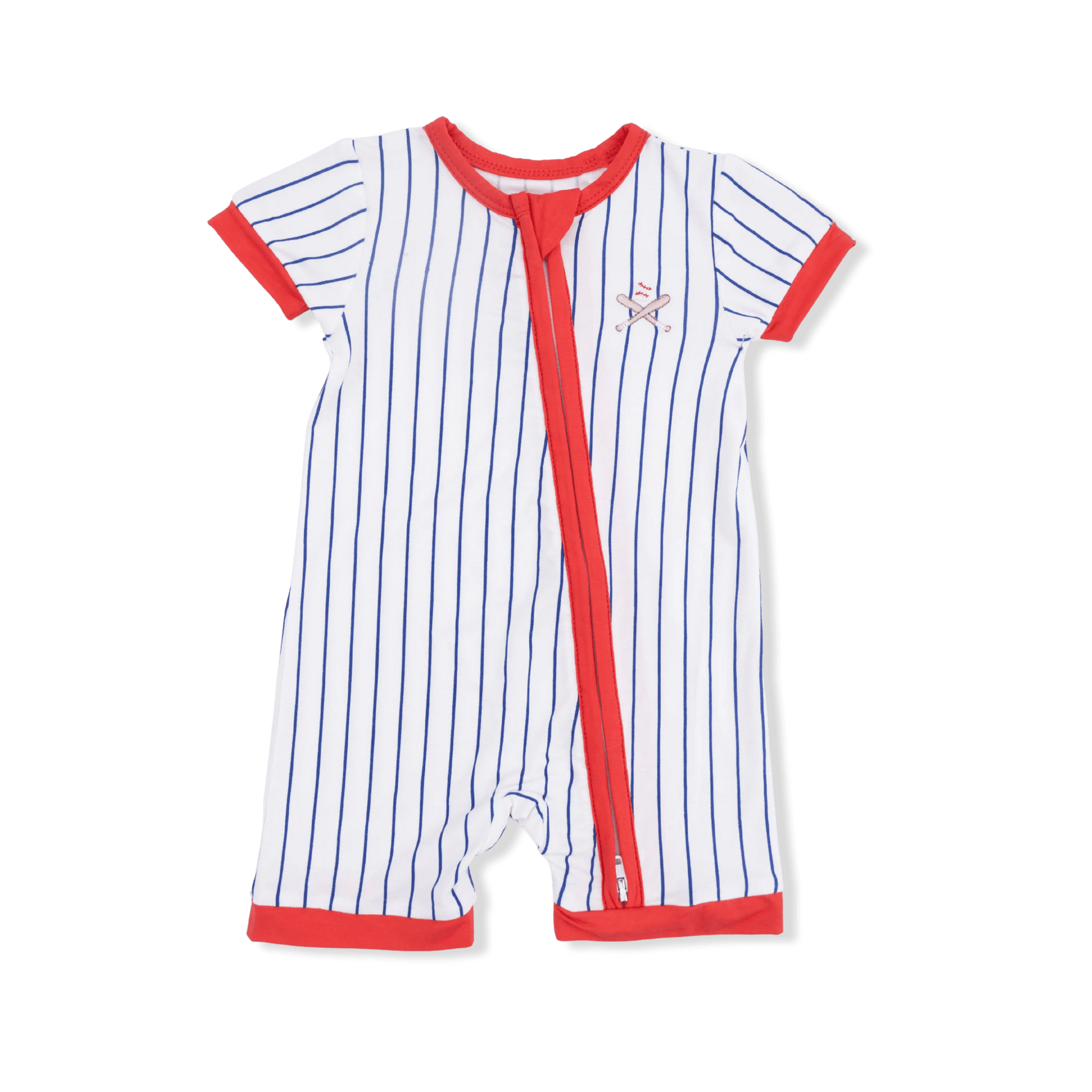 Angel Dear Baseball Stripe - Shortie 2 Way Zipper Romper - 