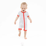 Angel Dear Baseball Stripe - Shortie 2 Way Zipper Romper - 
