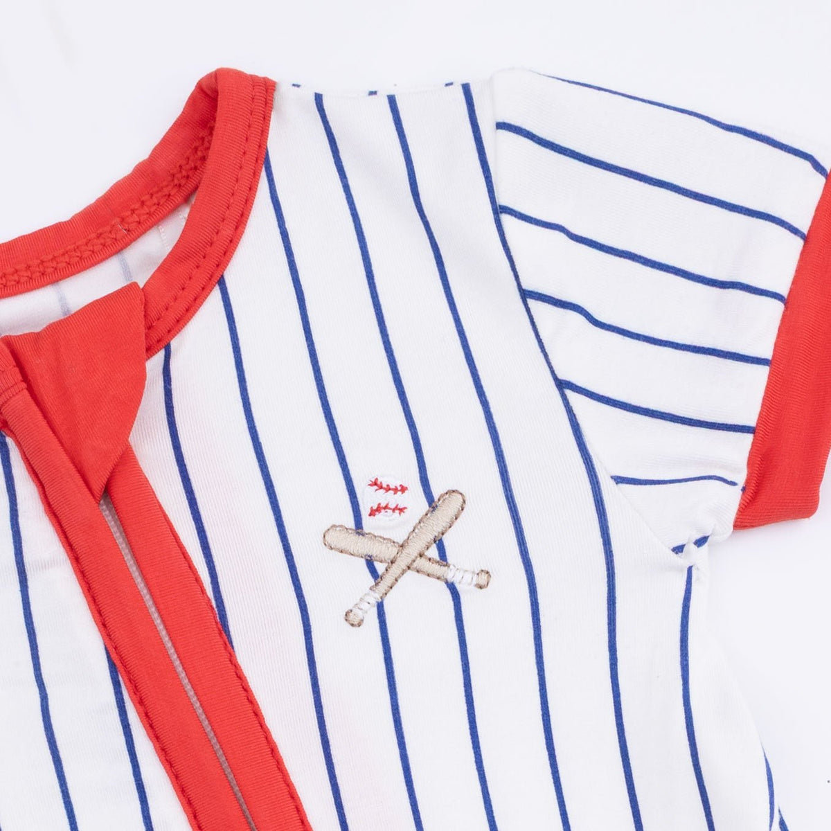 Angel Dear Baseball Stripe - Shortie 2 Way Zipper Romper - 