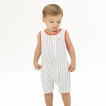 Angel Dear Baseball Stripe - Sleeveless Shortie Romper - 