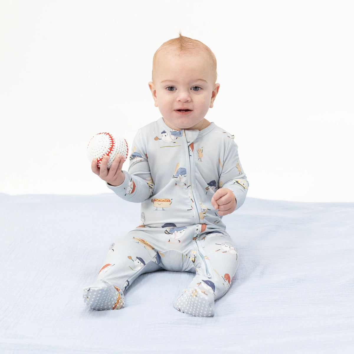 Angel Dear Baseballs Playing Baseball - 2 Way Zipper Footie - 