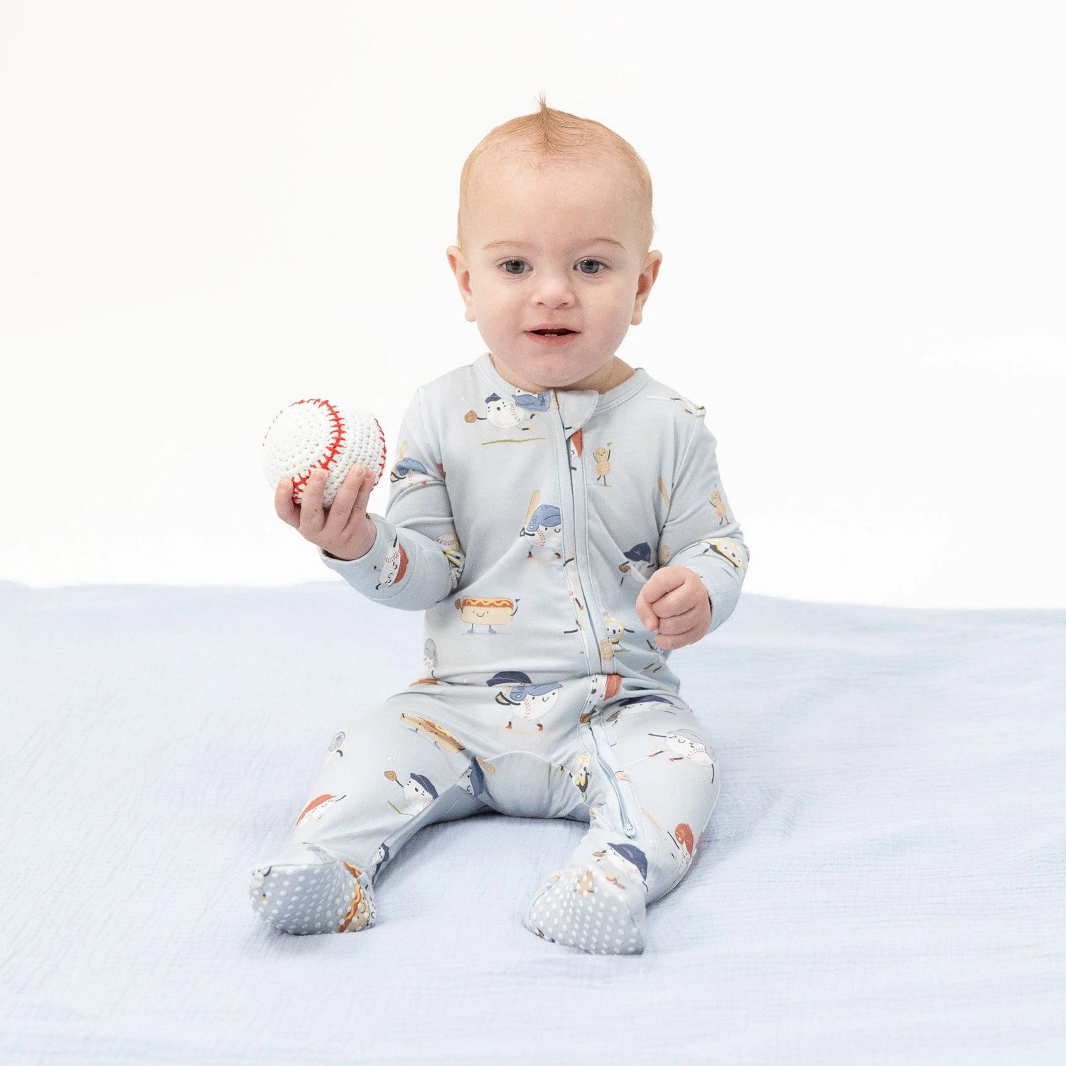 Angel Dear Baseballs Playing Baseball - 2 Way Zipper Footie - 