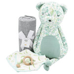 Goosewaddle® | Newborn Baby Blankets Toys Teethers Bibs & More Basil Bear Mint Plush Snuggle Buddy with Soft Fabric