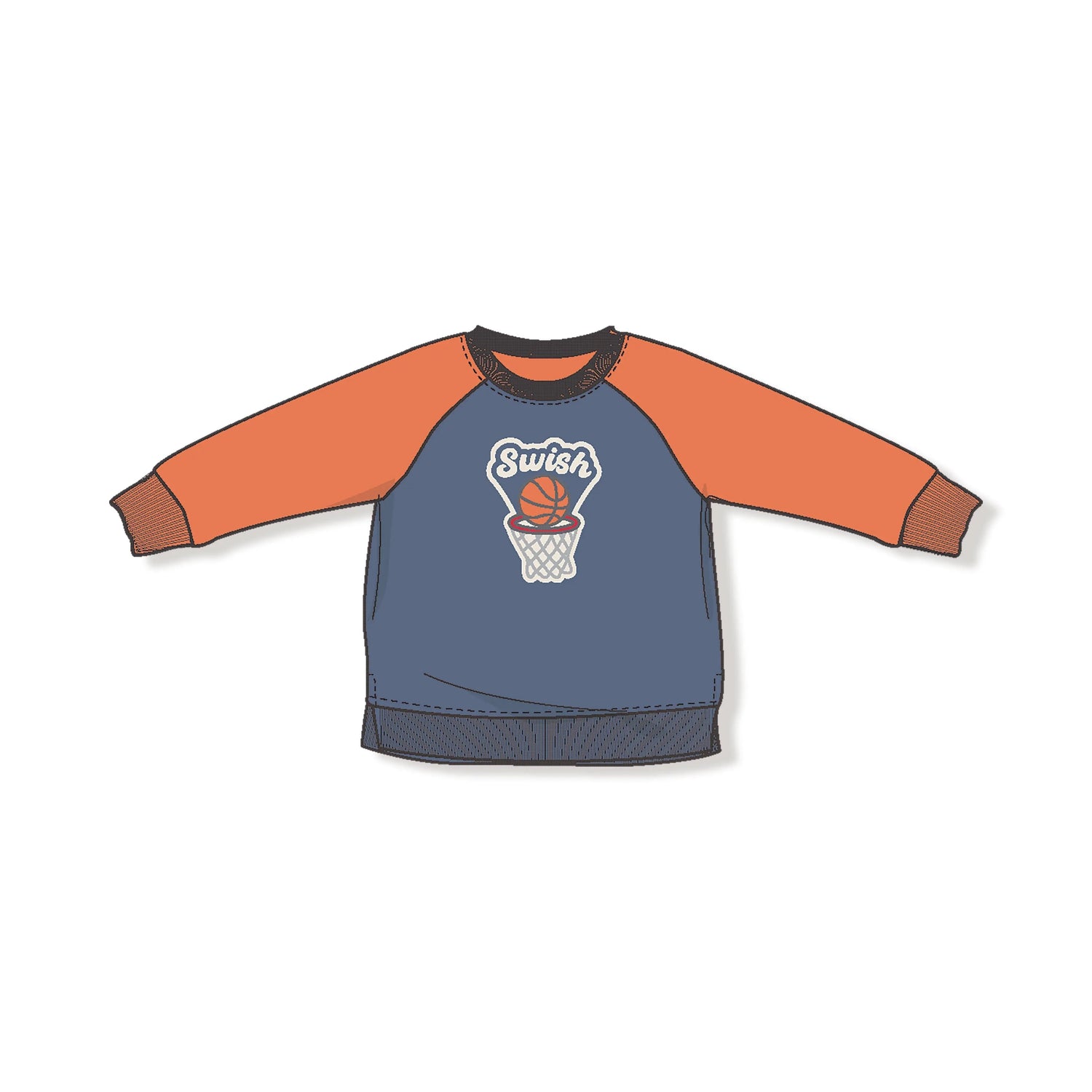 Angel Dear Basketball Raglan Sweatshirt with Swish Applique - 