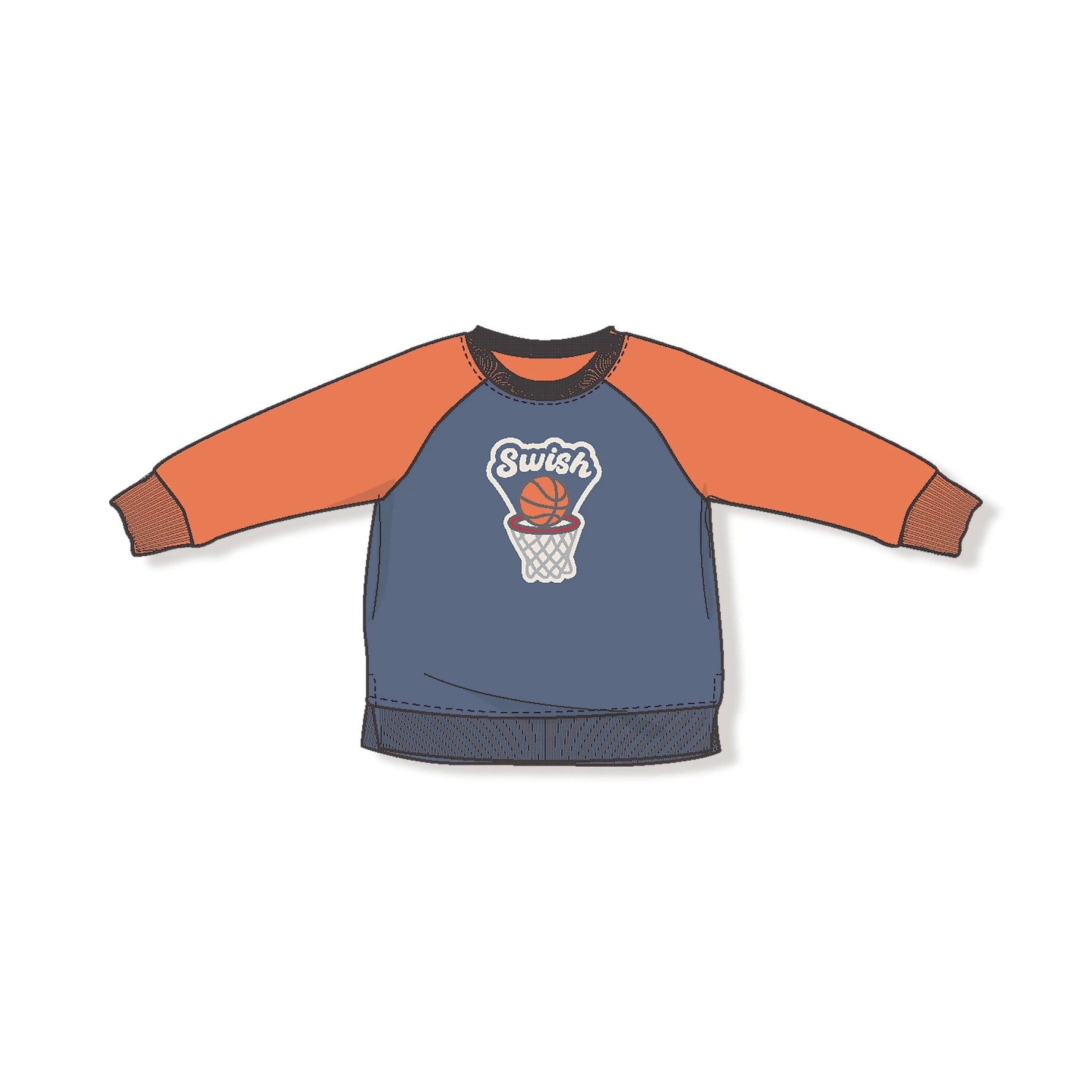 Angel Dear Basketball Raglan Sweatshirt with Swish Applique - 