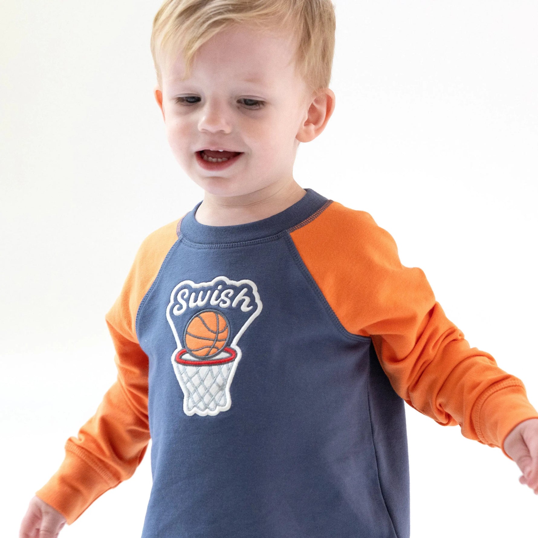 Angel Dear Basketball Raglan Sweatshirt with Swish Applique - 