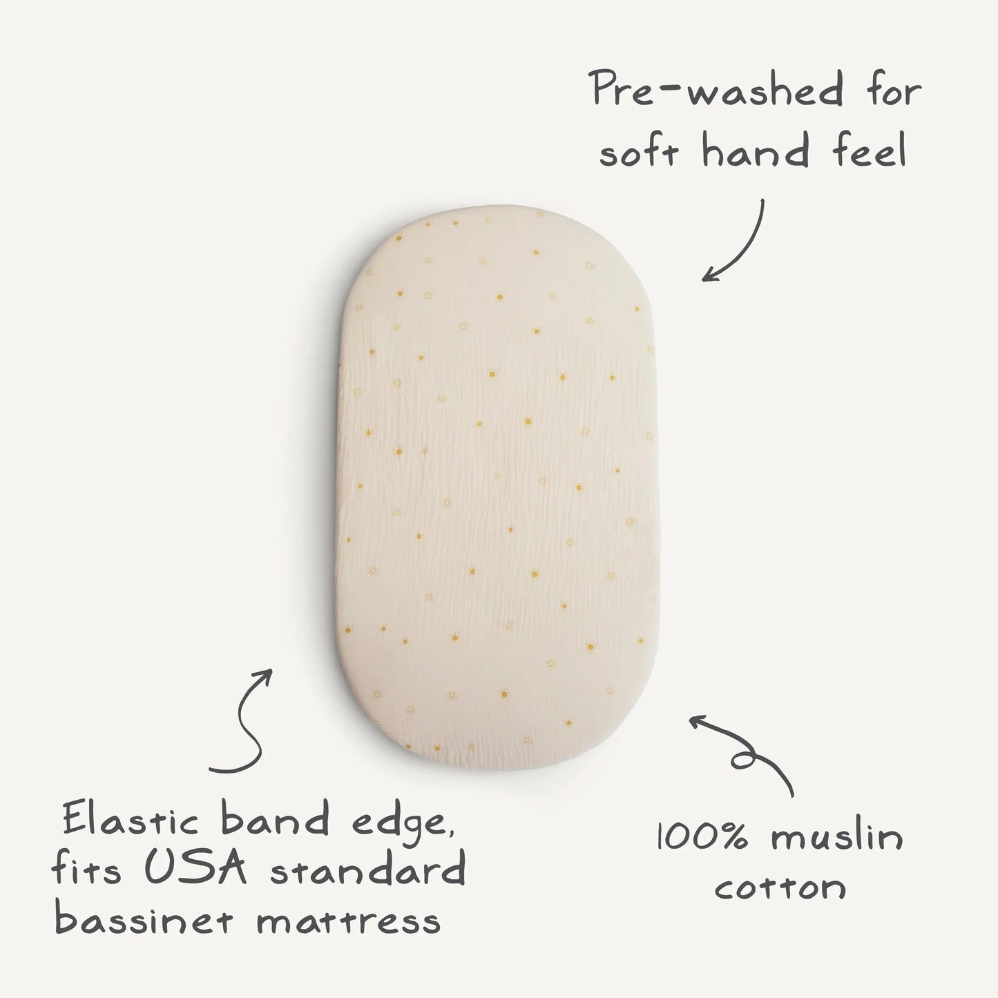 Extra Soft Bassinet Muslin Crib Sheet for Baby - 100 Percent Cotton Breathable Fabric Mushie