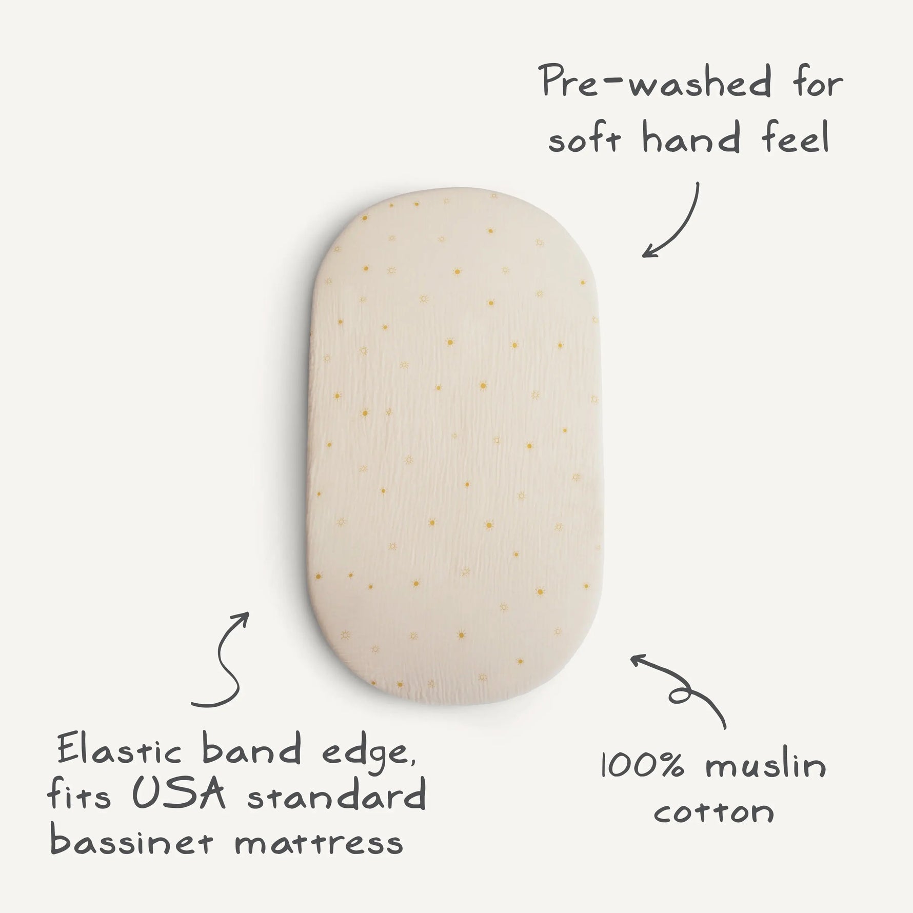 Mushie Extra Soft Bassinet Muslin Crib Sheet for Baby - 100 Percent Cotton Breathable Fabric - Home & Garden > Linens & Bedding > Bedding > Bed Sheets crib sheets