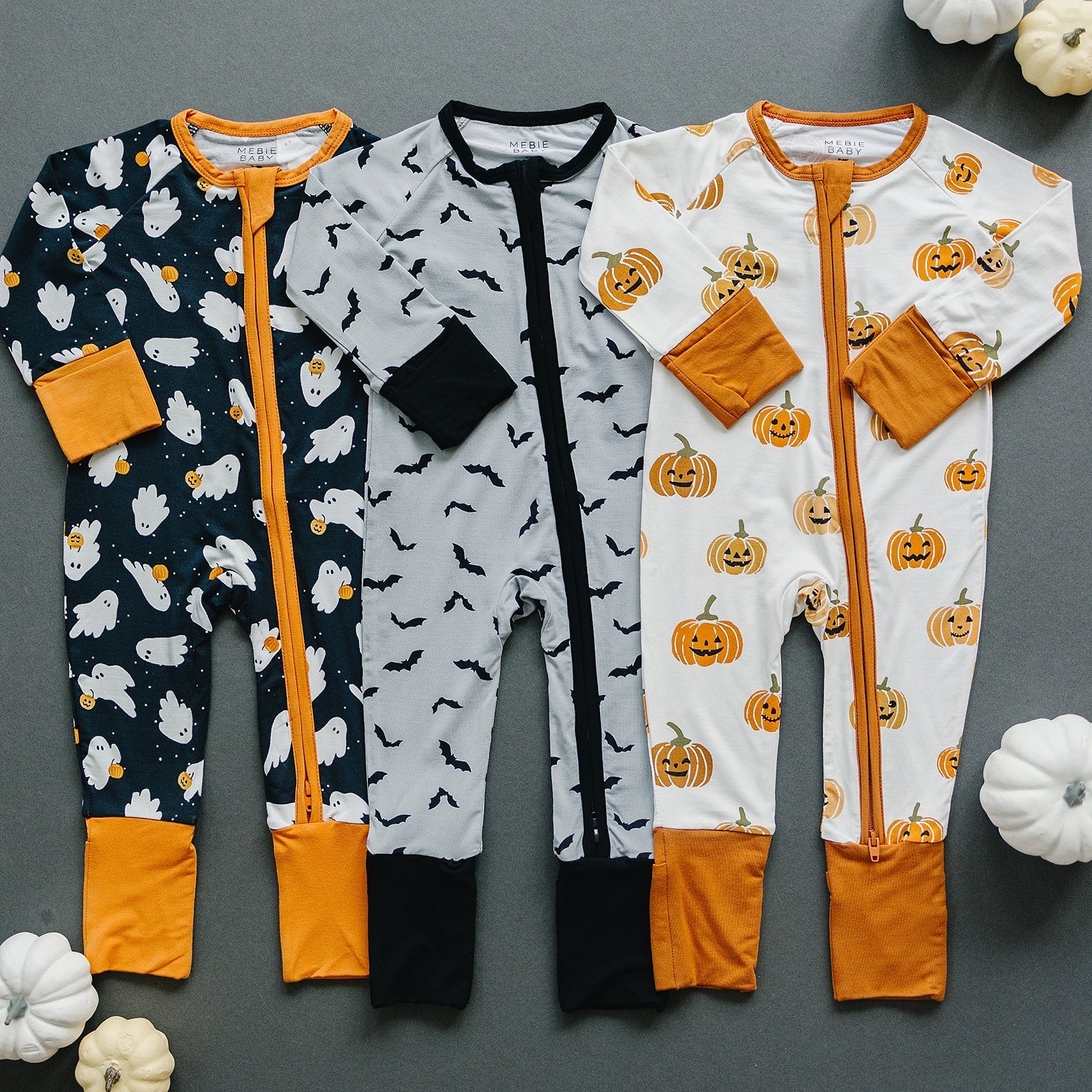 Mebie Baby Bats Bamboo Zipper Baby Sleepers With Halloween Bat Print Mebie Baby - 