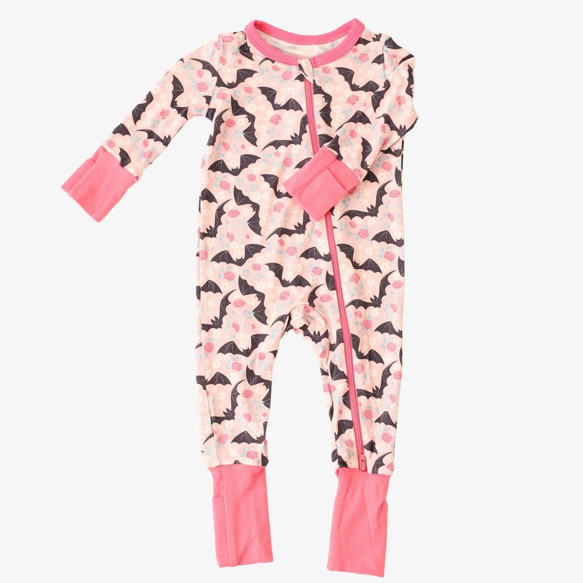 Bestaroo Batty Blossoms Bamboo Viscose Convertible Baby Coverall With Two Way Zippers - 