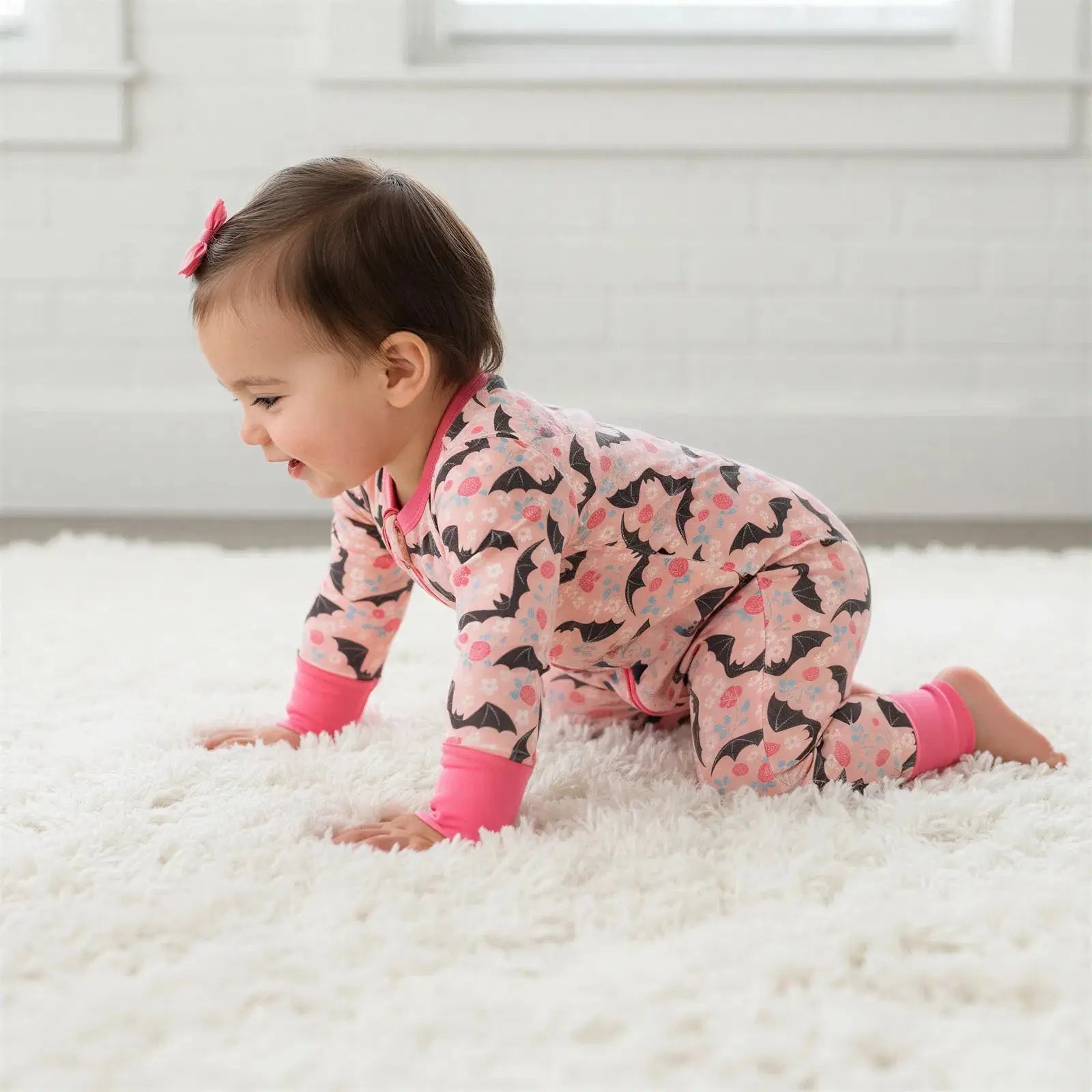 Bestaroo Batty Blossoms Bamboo Viscose Convertible Baby Coverall With Two Way Zippers - 