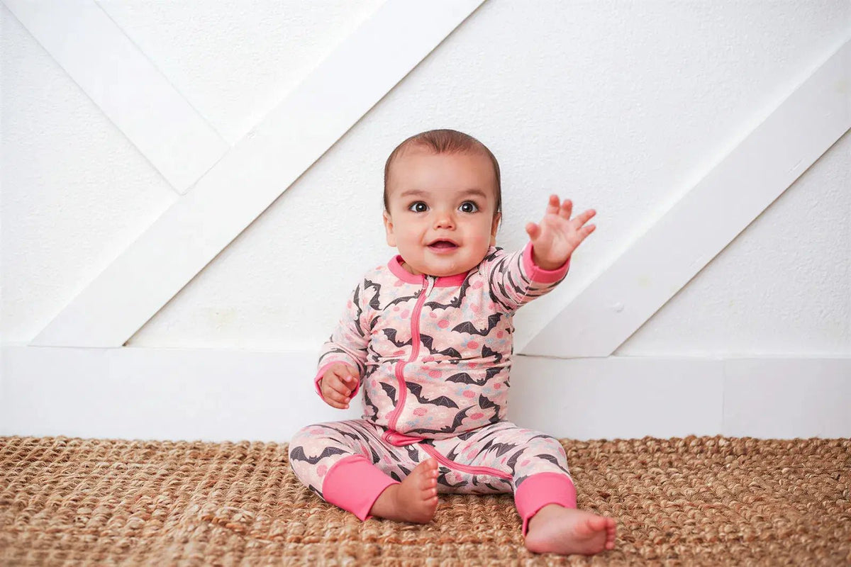 Bestaroo Batty Blossoms Bamboo Viscose Convertible Baby Coverall With Two Way Zippers - 