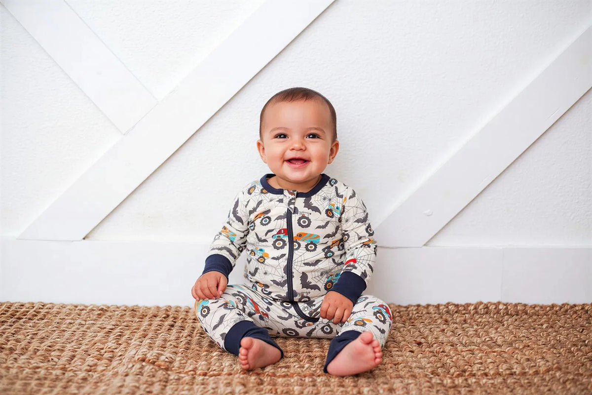 Bamboo Convertible Coverall - Batty Wheels Print