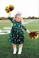 Mila & Rose ® Baylor Green Bear 3/4 Sleeve Pocket Twirl Dress - 