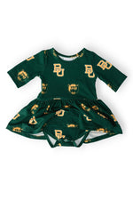 Mila & Rose ® Baylor Green Bear 3/4 Sleeve Twirl Bodysuit - 