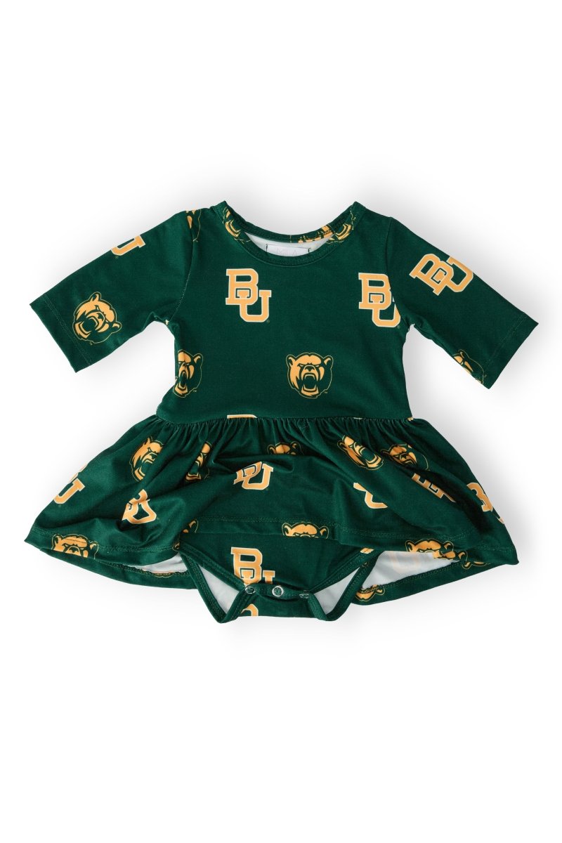 Mila & Rose ® Baylor Green Bear 3/4 Sleeve Twirl Bodysuit - 